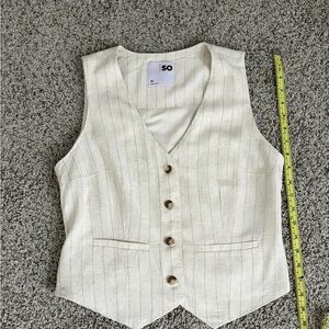 SO Cream Pinstripe Button-Front Vest